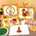 Lonfliness 24 Sets Thanksgiving Handprint Crafts Kits for DIY Thanksgiving Hand Keepsake Craft with 3 Large Ink Pads Fall Palm Painting with Frame Crafts for Home Art Activity Autumn Party Favors