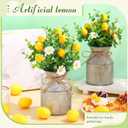 Mimorou 6 Sets Artificial Potted Lemon Decor Fake Fruit Lemon Flowers Table Centerpiece Faux Summer Kitchen Vases Tiered Tray Decor Farmhouse Plant for Indoor Outdoor Home Bathroom Dining