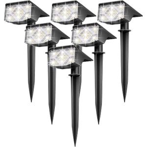 Solar Spot Lights Outdoor Waterproof IP66, 6 Pack Landscape Spotlights with 38 LEDs, Auto On/Off Solar Powered Landscaping Security Light for Yard Garden Driveway Pathway Walkway Outside, Cool White