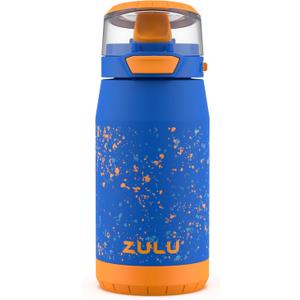 ZULU Kids Flex 12oz Stainless Steel Insulated Water Bottle, Toddler Cup with Silicone Spout, Leak-Proof Locking Flip Lid and Carry Loop for School Backpack, Lunchbox, and Outdoor Sports, Blue