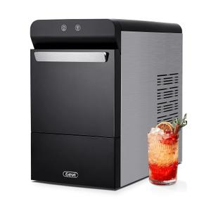 Gevi V2.0 Countertop Gemi Nugget Ice Maker | Self-Cleaning Pellet Ice Machine | Open and Pour Water Refill | Stainless Steel Housing | Fit Under Wall Cabinet | Black (17.3"D x 9.7"W x 16.7"H)