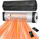 Outdoor Heater for Patio, 1500W Wall-Mounted Heater, Patio Heaters for Outdoor Use, 9 Heating Levels 24H Timer, Waterproof, Carbon Fiber Tube, for Backyard Gazebo, Garage Black