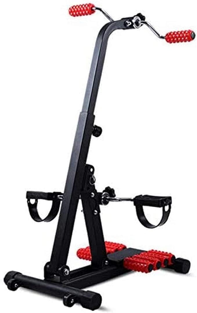 Folding Pedal Exerciser for Elderly, Mini Stationary Bike for Upper & Lower Limbs Rehabilitation, Adjustable Resistance