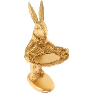 BESTOYARD Retro Bunny Shaped Jewelry Tray Ring Dish, Resin Rabbit Figurine for Easter Decor, Spring Trinket Plate - 5.90 X 3.14 X 2.75 Inches