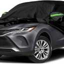 Waterproof Car Cover Compatible with Toyota Venza 2009-2024, Black 210T Inside Cotton Cover with Door Zippers for Snow Rain Dust Outdoor Protection
