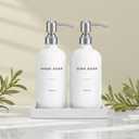 Prus Waso White Soap Dispenser for Kitchen Sink, Dish and Hand Soap Dispenser with Silver Stainless Steel Pump, Perfect for Kitchen Decor and Accessories. (Silver & White)