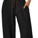 Trendy Queen 2 Piece Matching Summer Lounge Set Womens Side Ruching Top Wide Leg Pants Sets with Pockets M