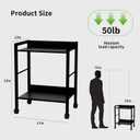Small Printer Stand with Storage, 2-Tier Minimalist Printer Table, Rolling Cart for Home Office, Fits Small Desktop Printers, Scanner, Fax Machine.Size:17 "L × 12" W × 22" H,Black