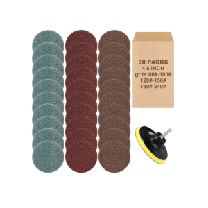 Therwen 30 Packs 4-1/2" Surface Conditioning Discs for Sanding with Tray Grit Sanding Discs Die Grinder Accessories for Metal Grinding Finishing Polishing Deburring Cleaning