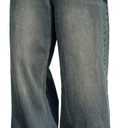 Men's Baggy Hip Hop Jeans Wide Leg Skater Denim Pants Casual Loose Fit Long Trousers Streetwear (Medium, A14 Retro Blue)