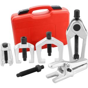 DASBET 5PCS Ball Joint Separator Front End Service Tool Kit 5-in-1 Pitman Arm Puller Tie Rod End Removal Tool Set for Front End Service Splitter Removal Kit (gray)
