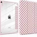 Case for iPad Air 11 Inch M4 M3 M2 2026 2025 2024, iPad Air 5th 4th Generation 10.9 Inch 2022 2020-[Pencil Holder], Shockproof Clear Hard Back, Trifold Stand,Auto Wake/Sleep, Pink Polka dot