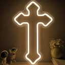 Cross Neon Sign Jesus Neon Lights Signs LED Light Sign for Wall Decor Dimmable Neon Cross Sign for Bedroom Living Room Wedding Warm White Jesus Night Light Wall Decor Gifts