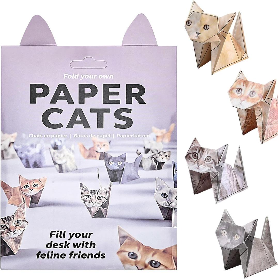 DIY Paper Cats Origami Kit, Cute Animals Shaped 3D Origami Kit, Christmas Decoration Kits, Fold Your Own Papers Cat Figures, Christmas Gifts for Men, Women (Cats)