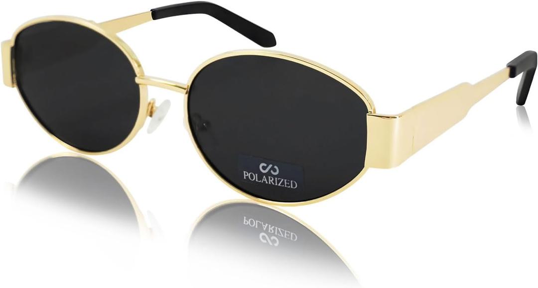JiSoo Gold Retro Oval Sunglasses for Women - Polarized Sunglasses Women Vintage Trendy Sun Glasses 2025