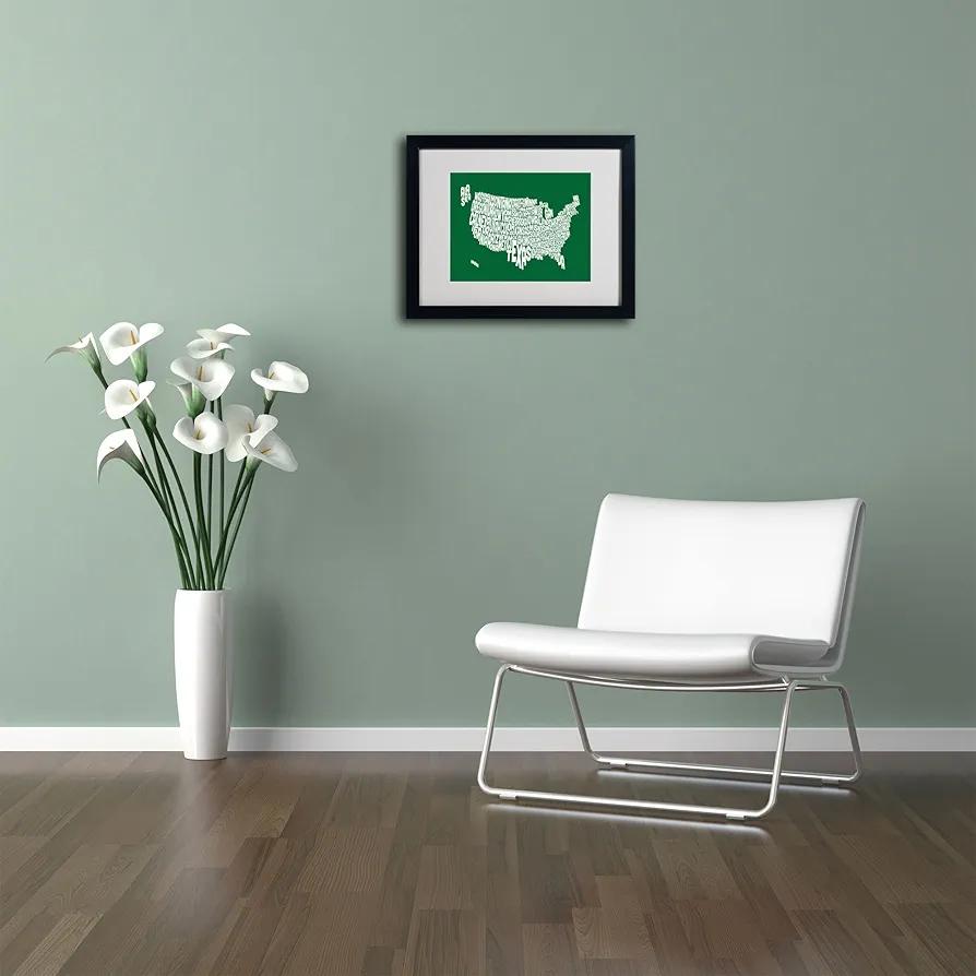 Trademark Fine Art Forest-USA States Text Map Canvas, 20x16 Inches