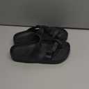 Haifago Women's Platform Sandals with Arch Support, Summer Beach Slides Adjustable Buckle Comfortable Lightweight EVA Slip on Slide (8, Toe Ring Flip Flops- Black)