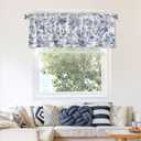 Blue Floral Valances for Windows 2 Pack - Chinoiserie Flower Valance Curtain 54"x18" Farmhouse Leaves Butterfly Short Curtains Window Treatment for Bedroom Living Room Kitchen Windows
