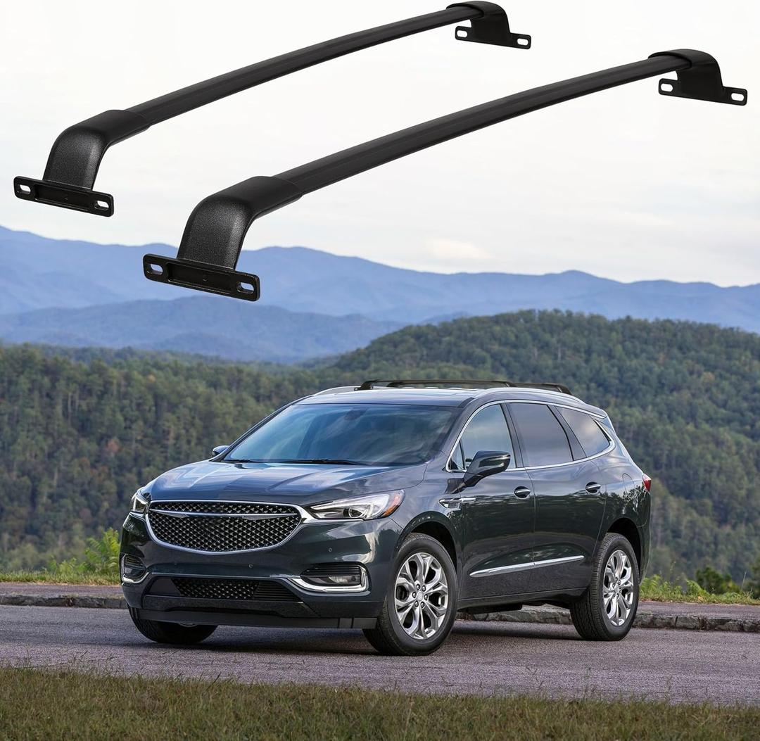 AUXMART Roof Rack Cross Bar fits for Buick Enclave 2018-2025 with Side Rails(NOT FIT MODELS WITH FRONT POWER SUNROOF) 165lbs Adjustable Aluminum Crossbars Compatible with Roof Boxes Bags Kayak Bicycle