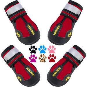 QUMY Dog Shoes for Large Dogs, Medium Dog Boots & Paw Protectors for Winter Snowy Day, Summer Hot Pavement, Water-Resistant in Rainy Weather, Outdoor Walking, Indoor Hardfloors Skid-Resistant Sole (Size 6: 2.6''x3.0''(W*L) (Pack of 4))