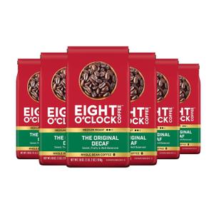 Eight O'Clock Coffee, The Original, Medium Roast Whole Bean Coffee, 18 Ounce, Pack of 6, Sweet, Fruity, Well-Balanced (EXP 10/24/26)