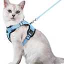 rabbitgoo Cat Harness and Leash for Walking, Escape Proof Soft Adjustable Vest Harnesses for Cats, Easy Control Breathable Reflective Strips Jacket, Light Blue, M