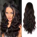 Ponytail Extension, Drawstring Ponytail Extensions 22 Inch Long Curly Wavy Pony Tail Hair Extensions Wavy Synthetic Hairpiece for Women Daily Use(22Inch, Dark Brown)