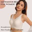 Bras for Women No Underwire Comfortable Sports Bra Smoothing Minimizer Everyday Bra(32C-46DD) (White, L)