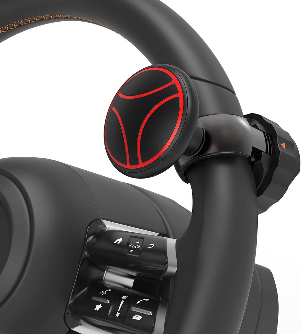 Tool Free Steering Wheel Knob, Suicide Knob for 3.45-4.9" Steering Wheel with Metal Bearing, Steering Wheel Knob Spinner for Cars, Mowers, Tractors, Boats, No Screws or Tools Needed (1Pack, Red)