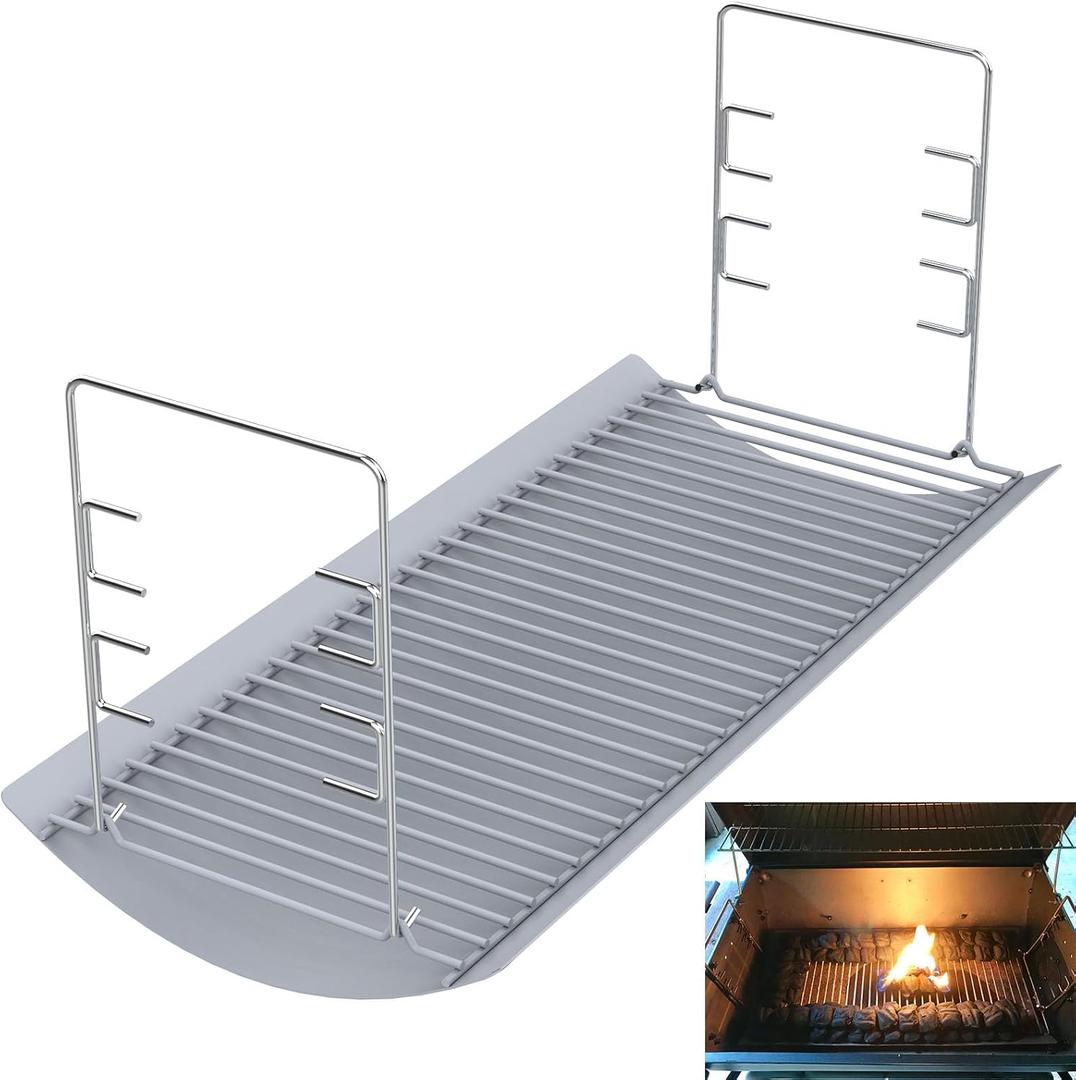 27 Inch Ash Pan Replacement for Chargriller 1224, 1324, 2121, 2222, 2727, 2828, 2929, Charbroil 17302056 Charcoal Grills, Charcoal Tray Grates with 2pcs Fire Grate Hangers for Chargriller Parts