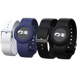 4 Pack Holders for Princess Cruise Medallion, Silicone Wristbands for Carnival Ocean Medallion - 2 Sizes in One Pack, Black and Dark Blue, Black and White