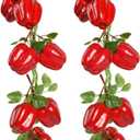 Artificial Hanging Bell Pepper String 2Pcs, Simulated Lifelike Hot Chili Vegetable Fruit Garland Vine for Home Kitchen Fruit Shop Supermarket Farm Party Wall Decoration