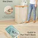 SONGMICS Laundry Hamper with Lids, Laundry Basket with 2 Compartments, 39 Gal. (150 L), Removable Liner Bag, for Laundry Room, Bedroom, Living Room, Cream White and Light Bamboo ULCB523W01