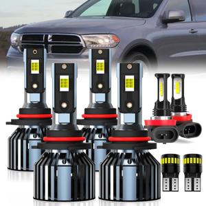 For 2014-2020 Dodge Durango light Bulbs, 9005 High Beam 9005 Low Beam H11 Fog Light License Plate Lights Combo, 8PCS