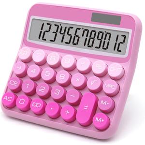 Gradient Pink Calculator, Big Button Calculator with Large LCD Display, Hot Pink Office Desk Accessory for Offices, Schools, Homes and Businesses