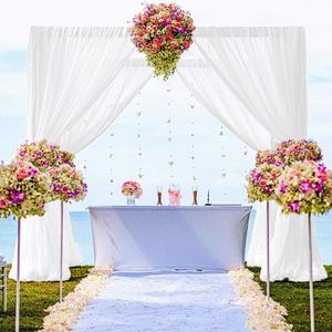 DUOBAO Chiffon Backdrop Curtain 5FTx8FT White Fabric Drapes Sheer Voile Curtains 2 Panels 29"x96" White Photography Backdrops for Parties Christmas Wedding Decorations