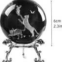 2.3in 3D Cat Glass Ball with Stand Cat Lover Gifts for Home Decor Gift for Women Men