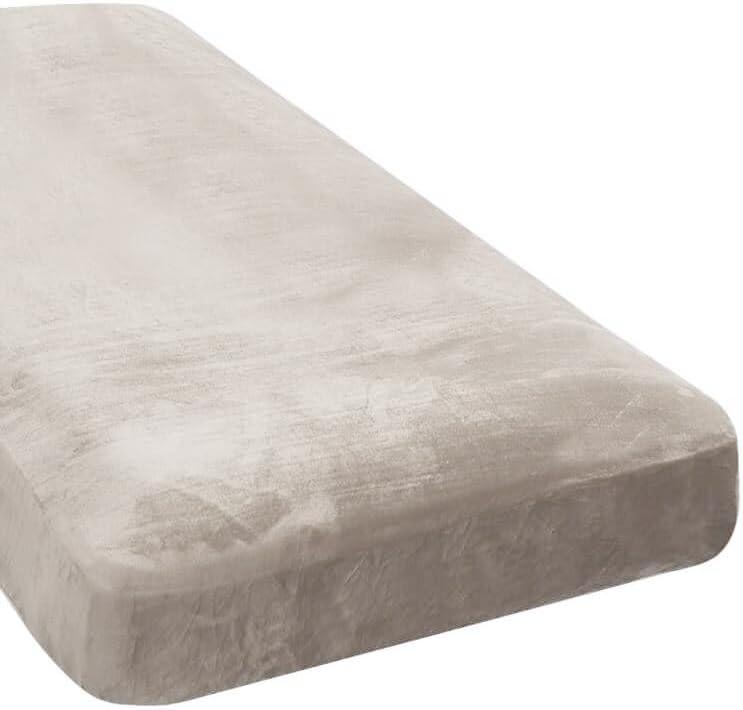 H.VERSAILTEX Velvet Stretch Individual Chaise Cover Sectional Couch Covers for L Shaped Sofa Both Left/Right Furniture Protector Seat Cushion Sofa Cover (1 Piece Chaise Cover, Oatmeal)