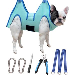 Kkiimatt Dog Grooming Hammock, Medium Dog Hanging Harness Holder for Nail Clipping, Nail Trimming Cutting Hammock, Grooming Sling Restraint Bag with Wide Strap Sewed, Medium