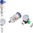 ENDOZER Oil Water Separator, Air Filter with Pressure Gauge, Pressure Regulator for Air Spray Gun, G1/4" Inlet and Outlet