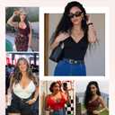 FeelinGirl Shapewear Bodysuits for Women Tummy Control, Brown Body Suit Thong Sexy Deep V Neck Corset Tops for Women, XL