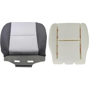 GXARTS 2PCS Driver Side Bottom Replacement Cloth Ebony & Titanium Seat Cover & Foam Cushion Compatible with GMC Sierra 1500 2500 3500 with Chevy 2007 2008 2009 2010 2011 2012 2013 2014