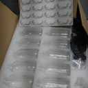 Small Clear Glass Bottles with Lids, 4 oz Glass Containers with Labels, Funnels and Brushes, Round Sample Bottles for Juice, Oils, Ginger Shots, Whiskey, Liquids, 50 Pack