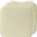 puredown Chair Cushions for Dining Chairs, Set of 2 Memory Foam Seat Cushions with Non-Slip Backing & Ties, 16" x 16" x 1.5", Comfortable & Supportive Dining Chair Pads for Kitchen, Light Khaki