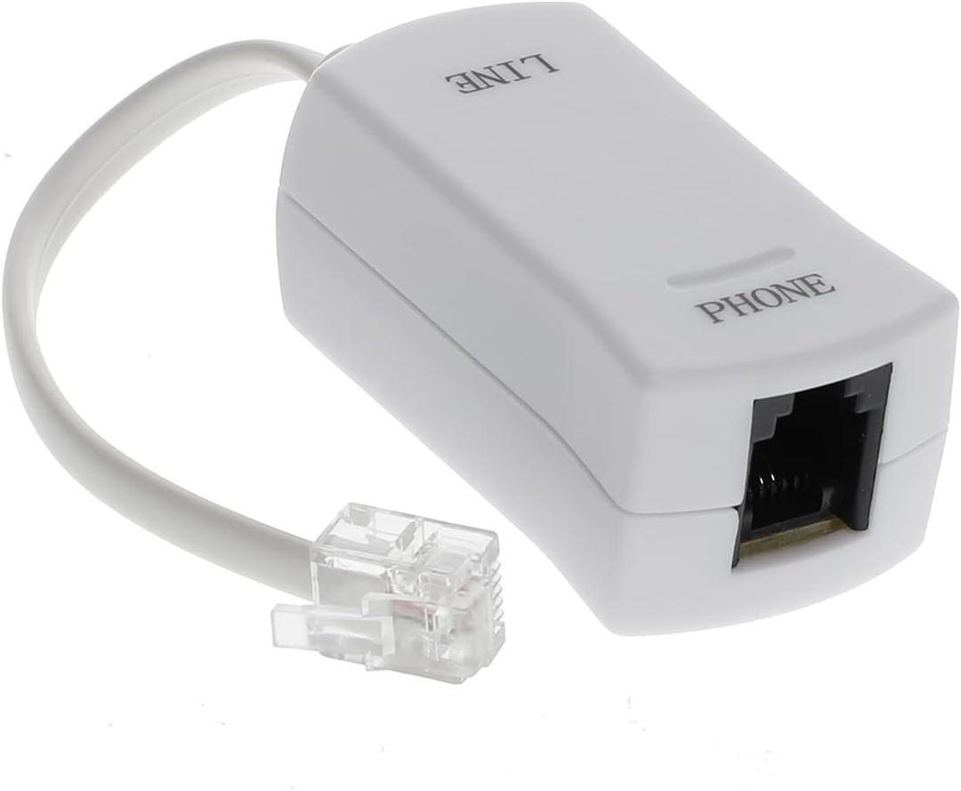 InstallerParts DSL Modem Phone Filter - for Interference Elimination and Static Noise Blocker | for Answering Machine, Fax Machine, Telephones Landline Cordless | Single Pack, White (Ivory)