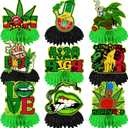 9Pcs Party Decorations Honeycomb Centerpieces, Green Leaves Party Decorations Table Decorations 3D Double Sided Table Topper for Birthday Party Decor