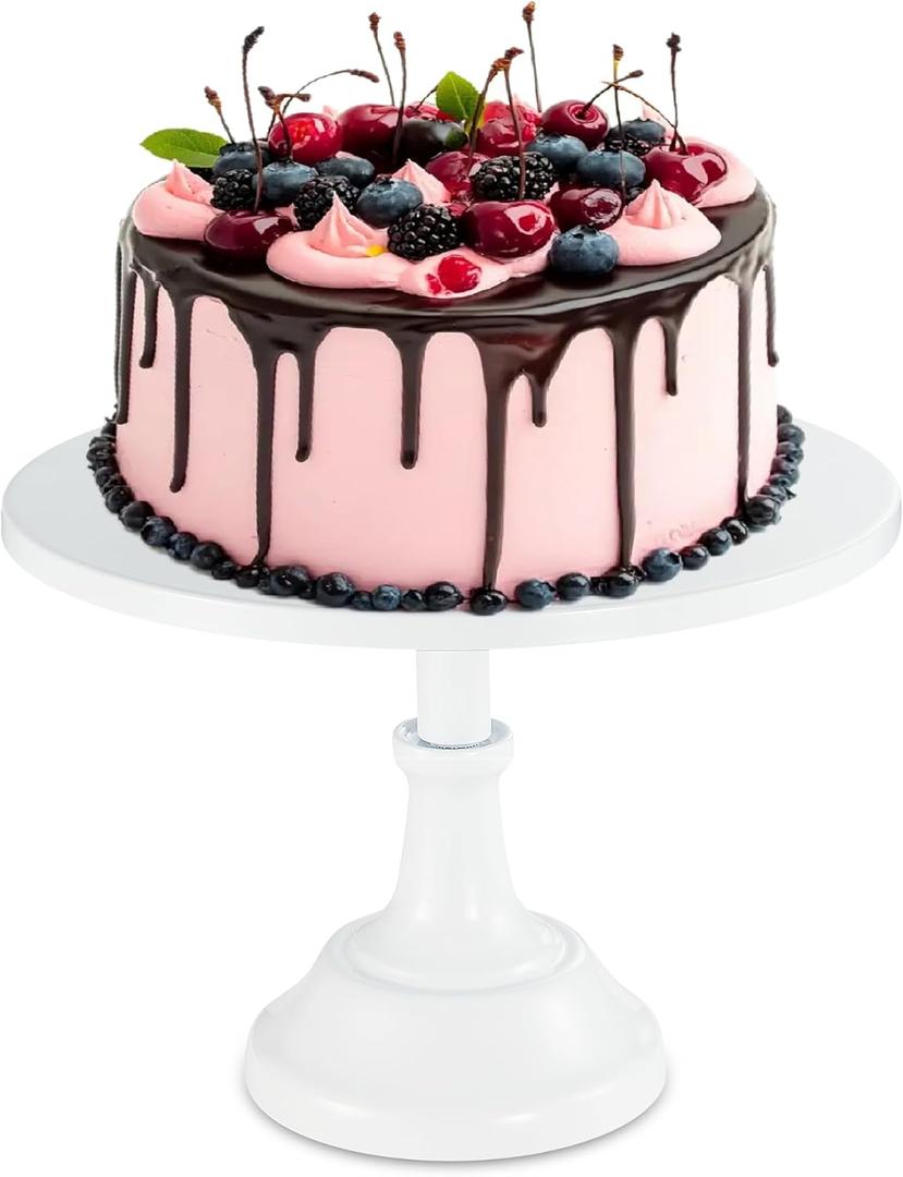 10 inch White Cake Stand: Metal Cake Holder Stand - white cupcake stand For Wedding Reception Birthday (White)