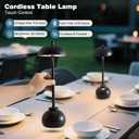1 Pack Black Ceramic Rechargeable Table Lamps, 5000mAh Small Wireless Battery Operated Portable Table Light, Dimming Mini LED Touch Battery Powered Desk Top Lamp for Bedroom Restaurant/Patio/Outdoor