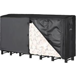 Himal 8ft Waterproof Firewood Cover, Heavy Duty 600D Oxford Outdoor Storage Wood Rack Cover with Buckle (Log Rack not Included)