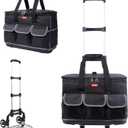 Rolling Tool Bag with Wheels - Aluminum Alloy Trolley for Electrician & HVAC